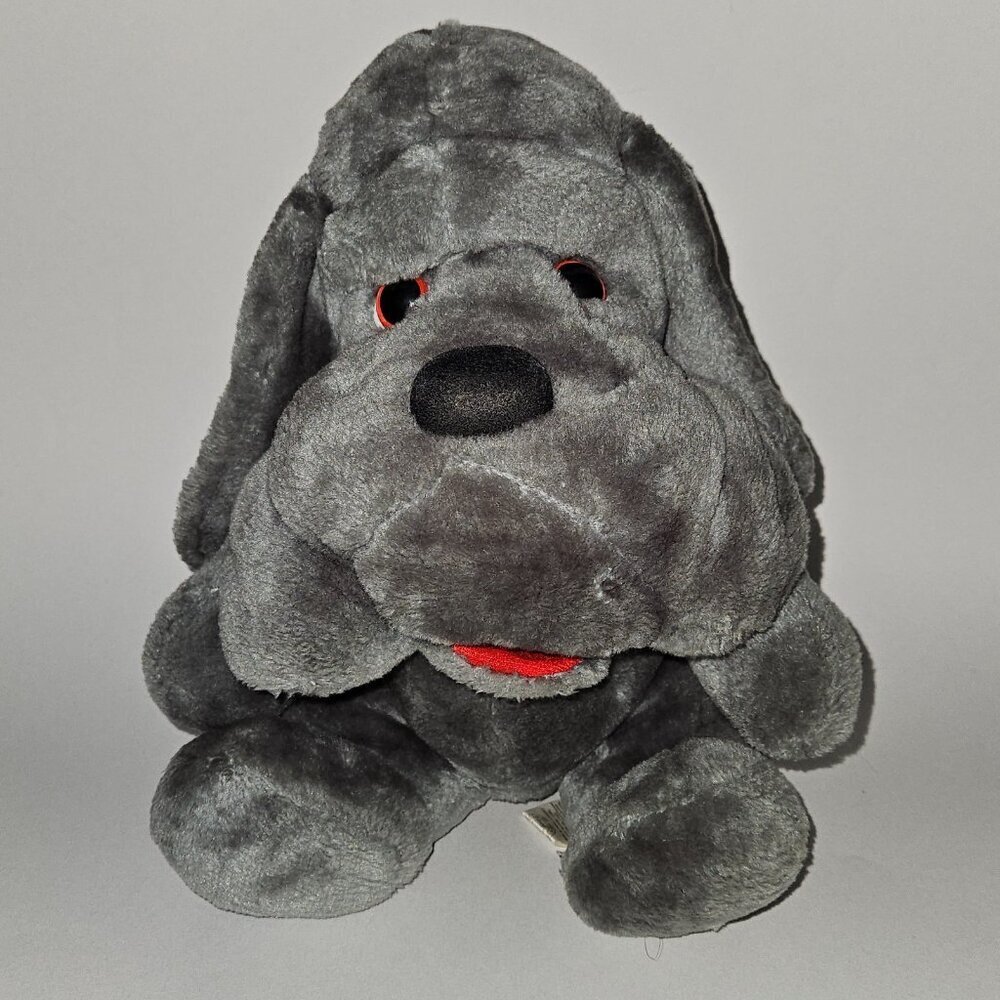VTG Gray Dog Plush 12" Stuffed Animal Toy Commonwealth of Pennsylvania Red Eyes